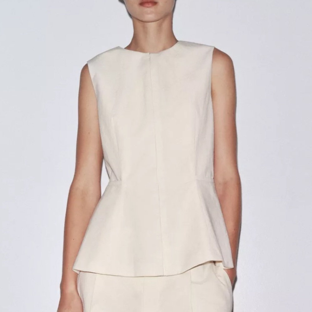 Zara Cream Peplum Blouse - Picture 2 of 4
